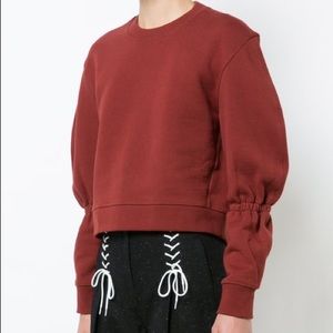 Tibi Burnt Red Sculpted Sleeve Sweatshirt